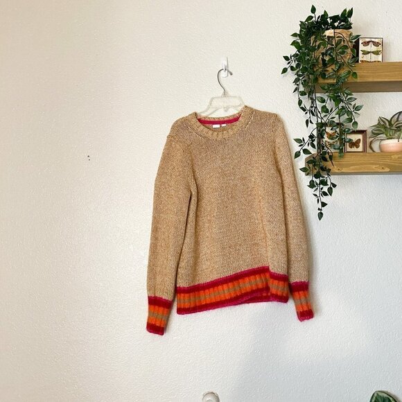 🦋 GAP Alpaca Wool Tan Crewneck Sweater Size Medium - Picture 2 of 7